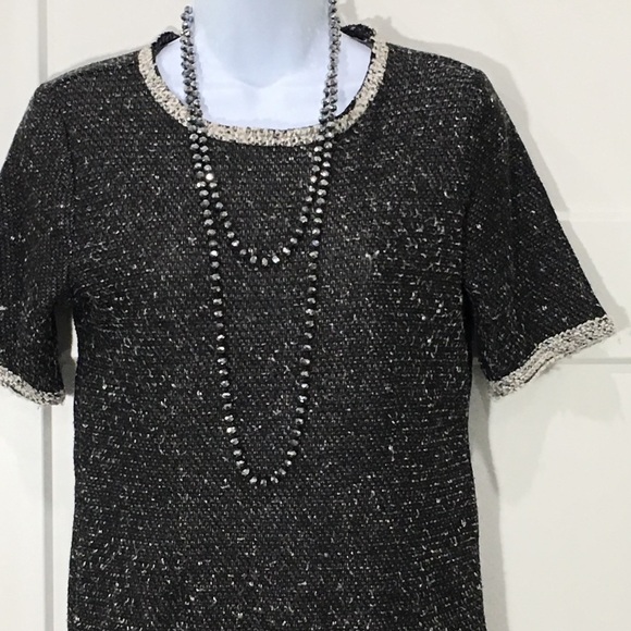 cabi 542 coco shell black knit rear zip top short sleeve sweater size small - Picture 4 of 8